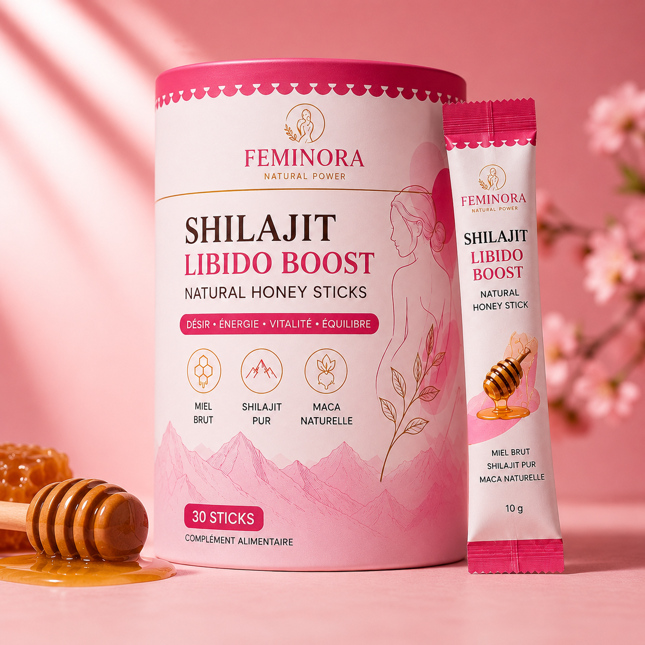 Feminora — stick de miel au shilajit